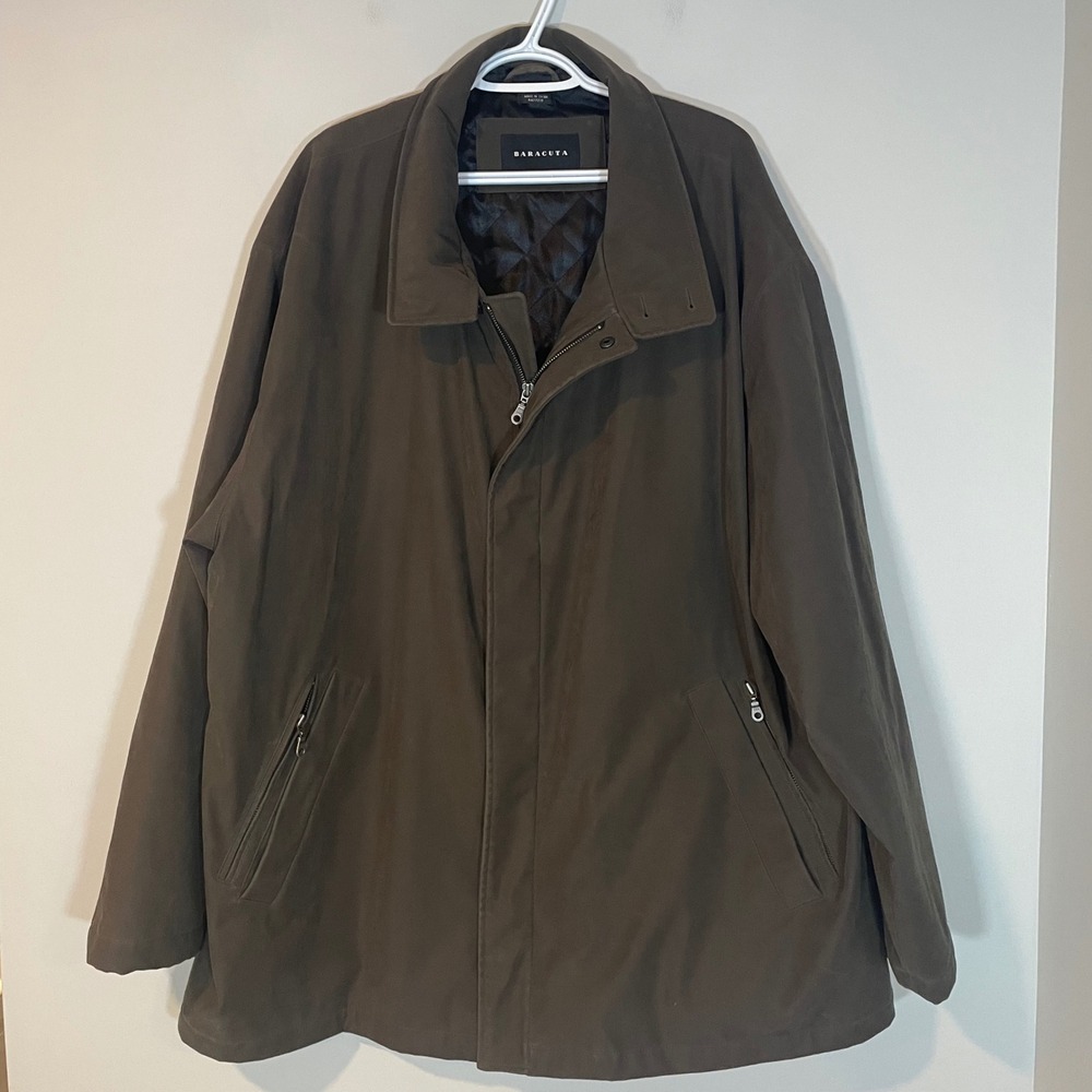 Baracuta Mens 3XL Brown Water Repellent Quilted Lined Zip Front Jacket READ